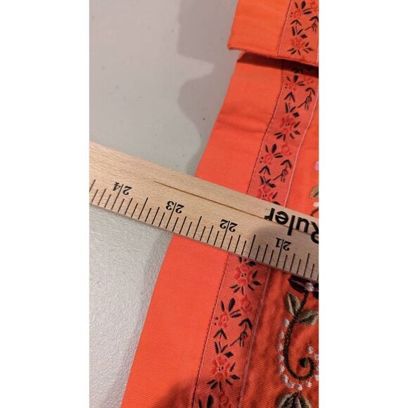 Tantrums Women Long Sleeve Floral Embroidery Ribbon Jacket Red Orange Size Mediu - Picture 10 of 14